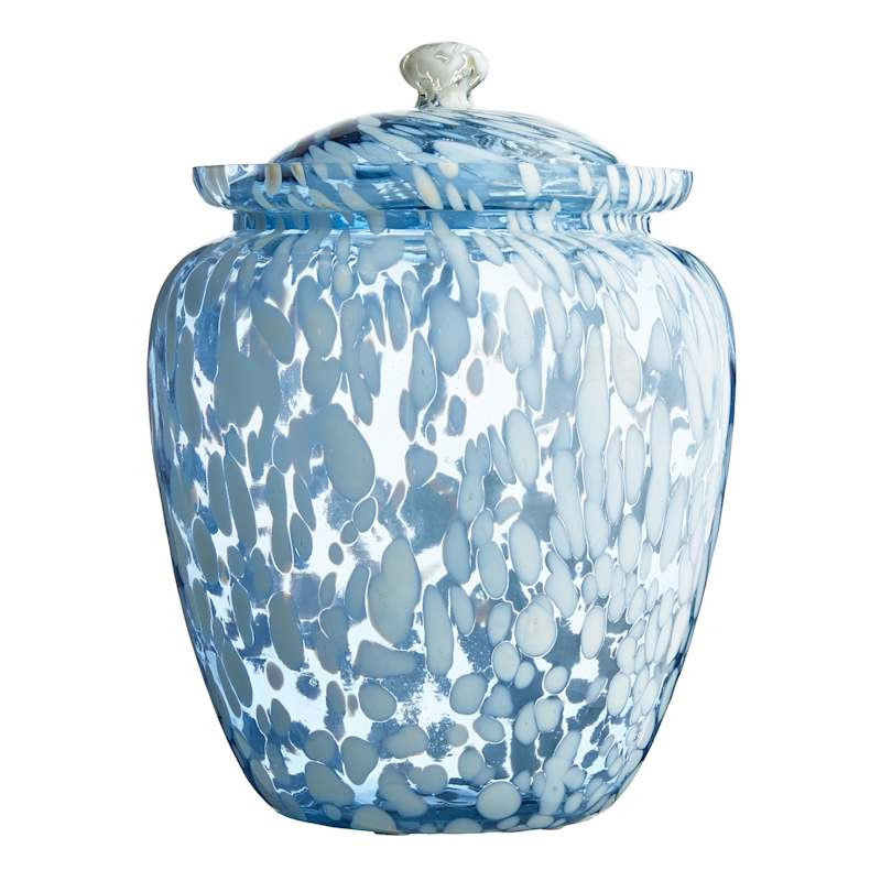 Blue & White Frit Glass Ginger Jar, 12" | At Home
