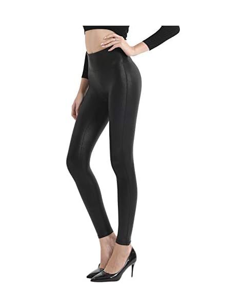 Leggings Depot Women's High Waist Comfy Faux Leather Leggings Tights Stretchy Pleather Pants | Amazon (US)