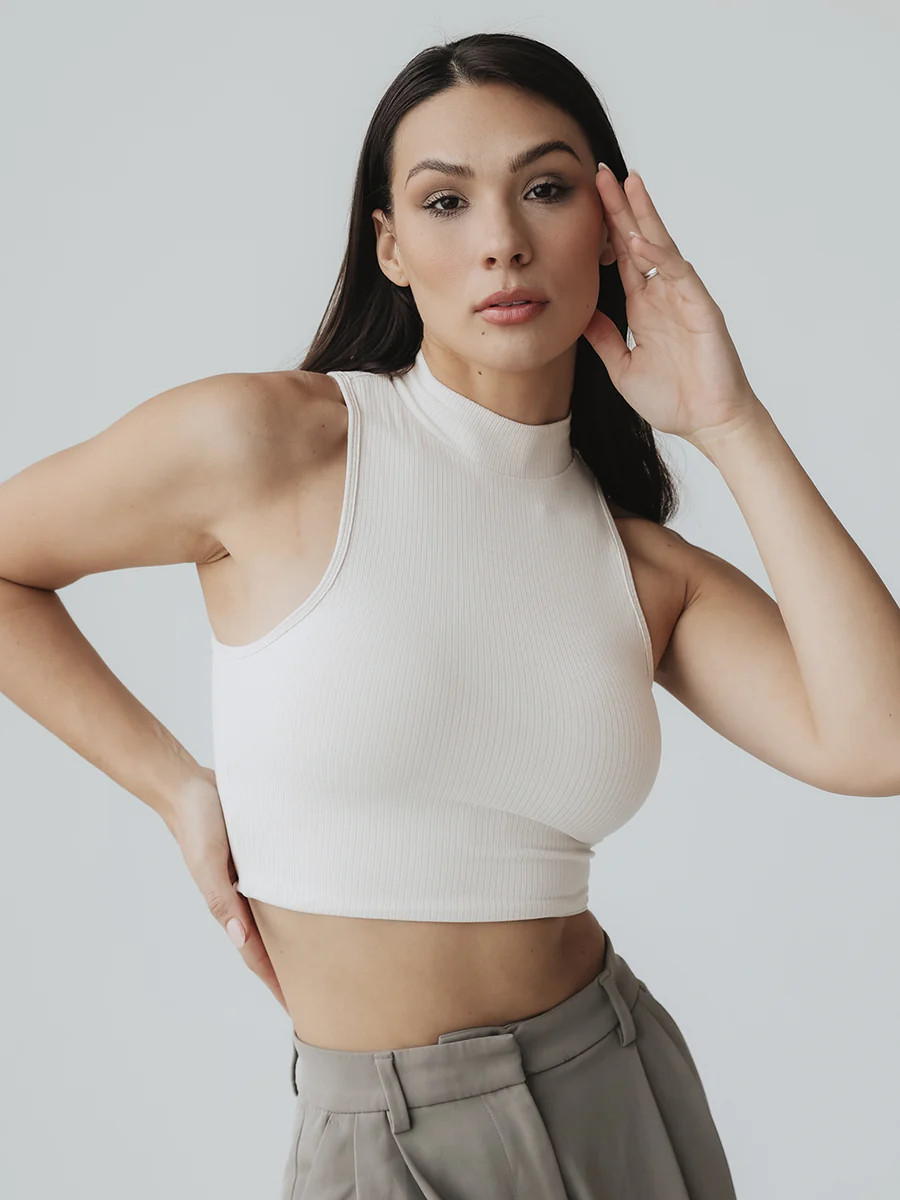 Ribbed Mock Neck Brami (Crop) | Klassy
