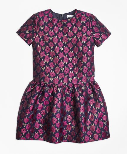 Short-Sleeve Floral Jacquard Dress | Brooks Brothers