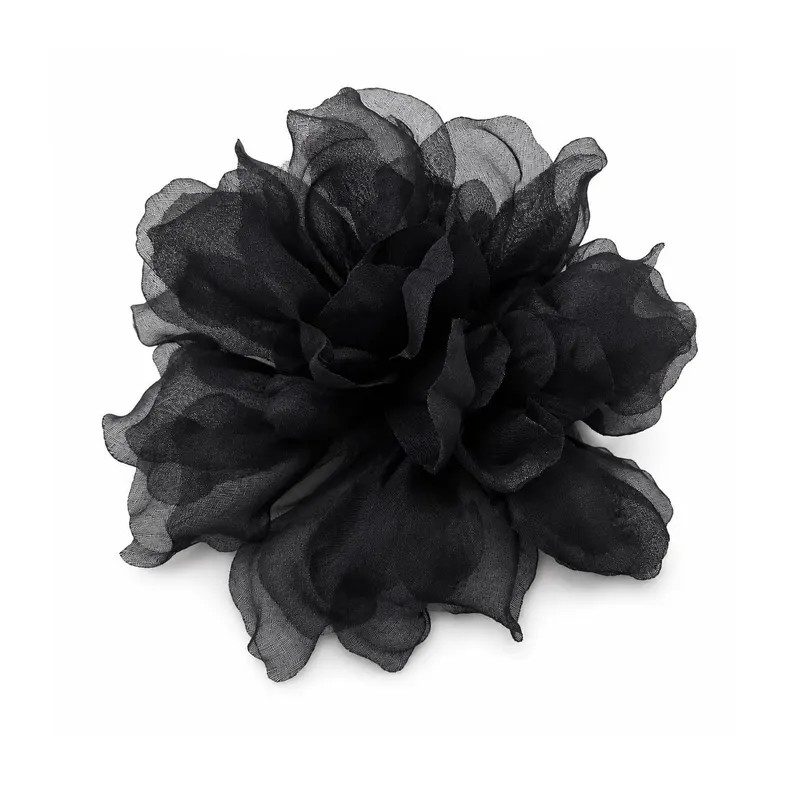 M&S Schmalberg 4.5" Black Flower Gardenia Flower Silk Organza Millinery Fabric Flower Brooch Pin | Etsy (Global)