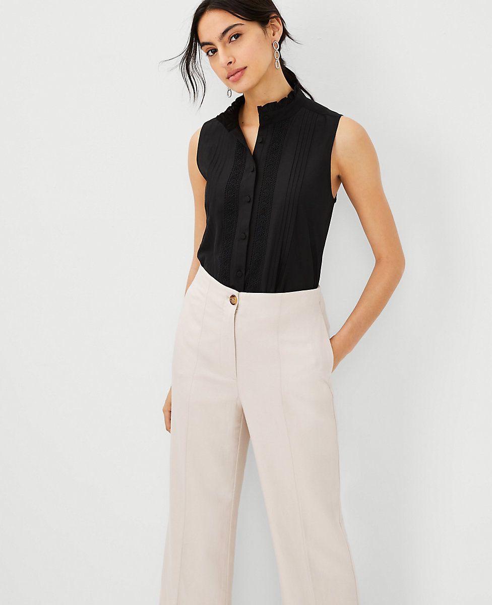 Lace Trim Pintucked Shirt | Ann Taylor (US)