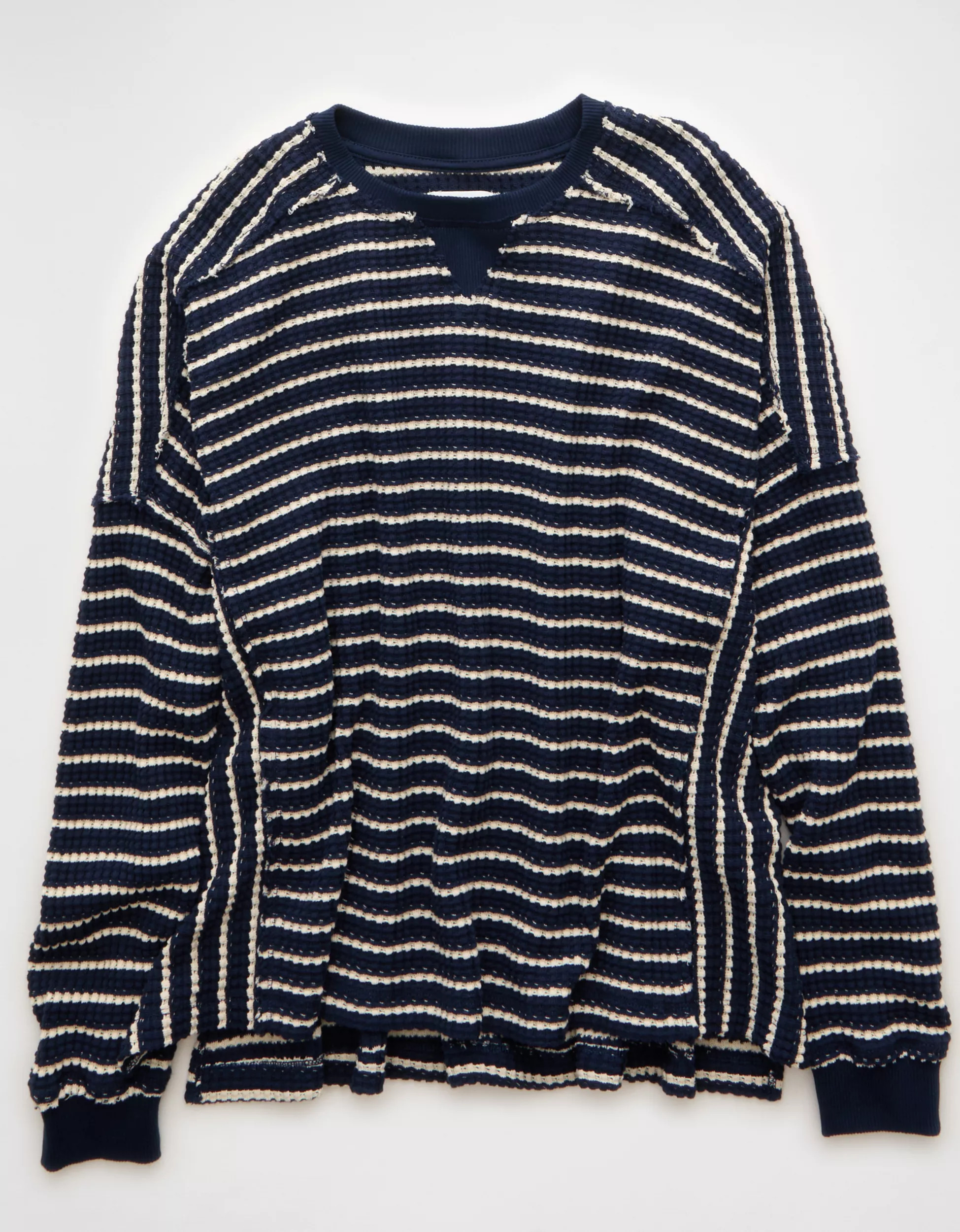 AE Big Hug Crew Neck Waffle Sweatshirt | American Eagle Outfitters (US & CA)