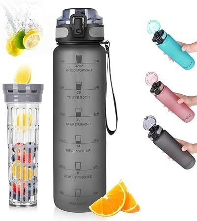 Opard 32oz Sports Water Bottle with Motivational Time Marker to Drink, Reusable BPA Free Tritan w... | Amazon (US)