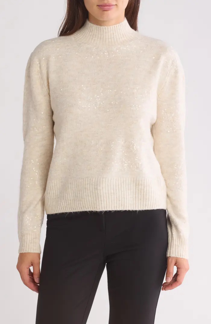 Halogen® Mock Neck Sequin Stripe Sweater | Nordstromrack | Nordstrom Rack