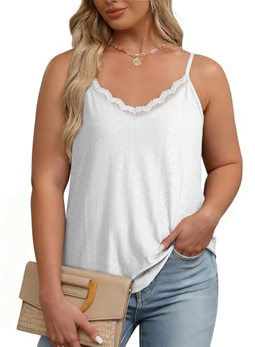 Eytino Plus Size Tank Tops for Women Summer Casual Spaghetti Strap Sleeveless Camisole Shirts(1X-... | Amazon (US)