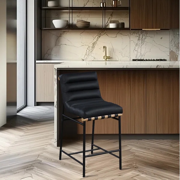 Vincentas Upholstered Counter Stool with Metal Frame | Wayfair North America