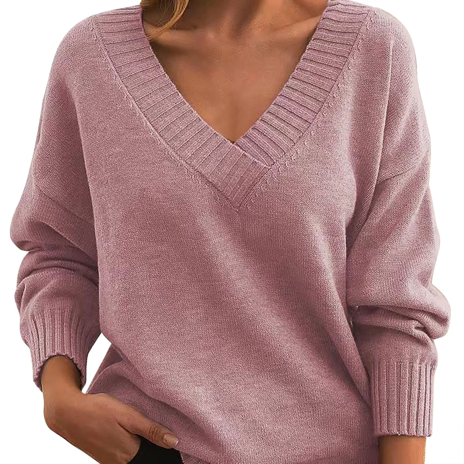 Duoif Sweaters for Women Trendy Knit Pullover Women Loose V Neck Casual All Knitwear Women, Women... | Walmart (US)