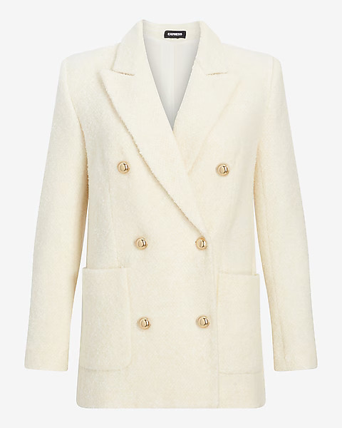 Wool-blend Double Breasted Novelty Button Blazer | Express