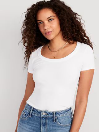 Fitted Scoop-Neck Rib-Knit T-Shirt for Women | Old Navy (US)