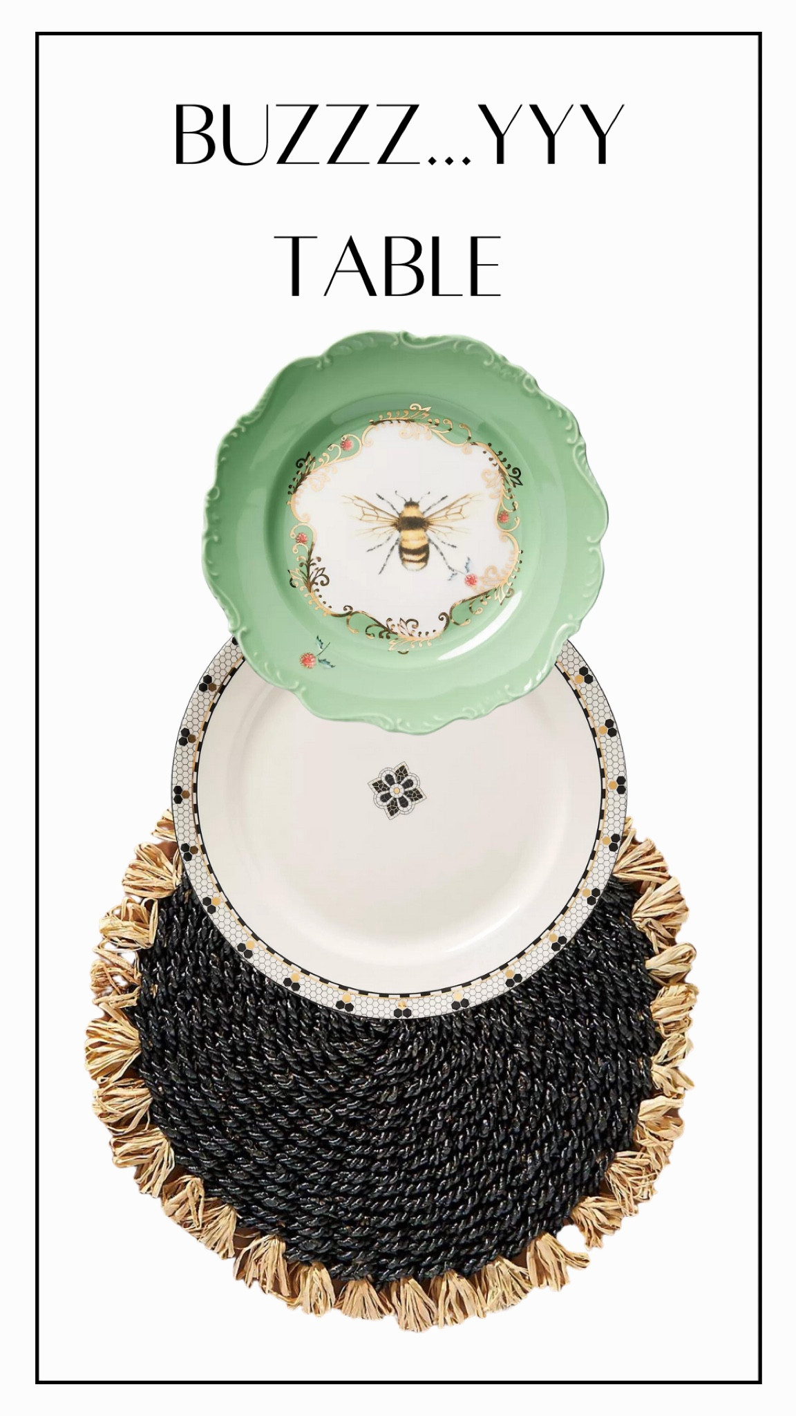 Black, white and jaded green perfection! Everyone will be buzzing about your table! #honeycomb #table #plate

#LTKFind #LTKhome #LTKSeasonal