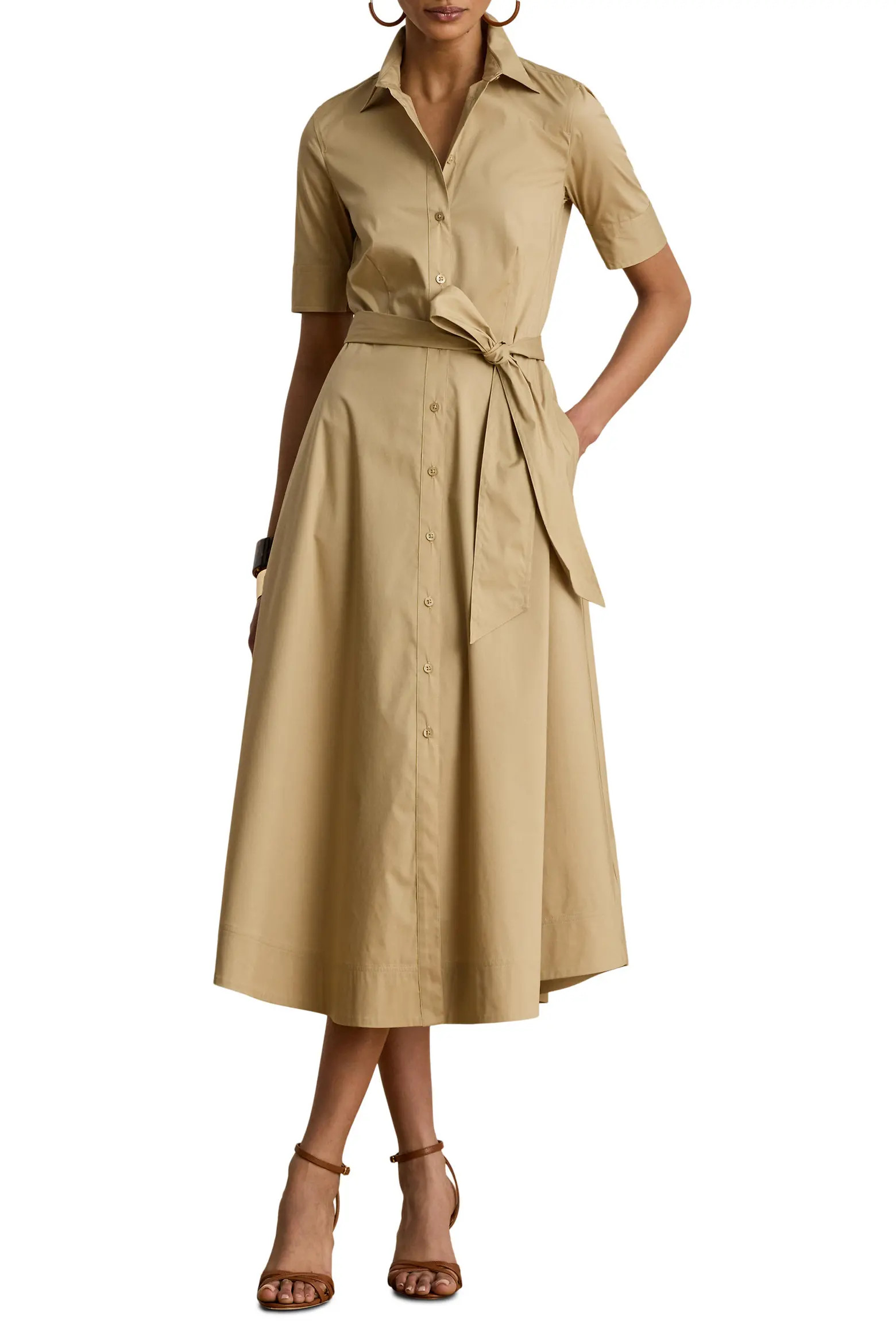 Belted Cotton Blend Shirtdress (Women) | Nordstrom | Nordstrom