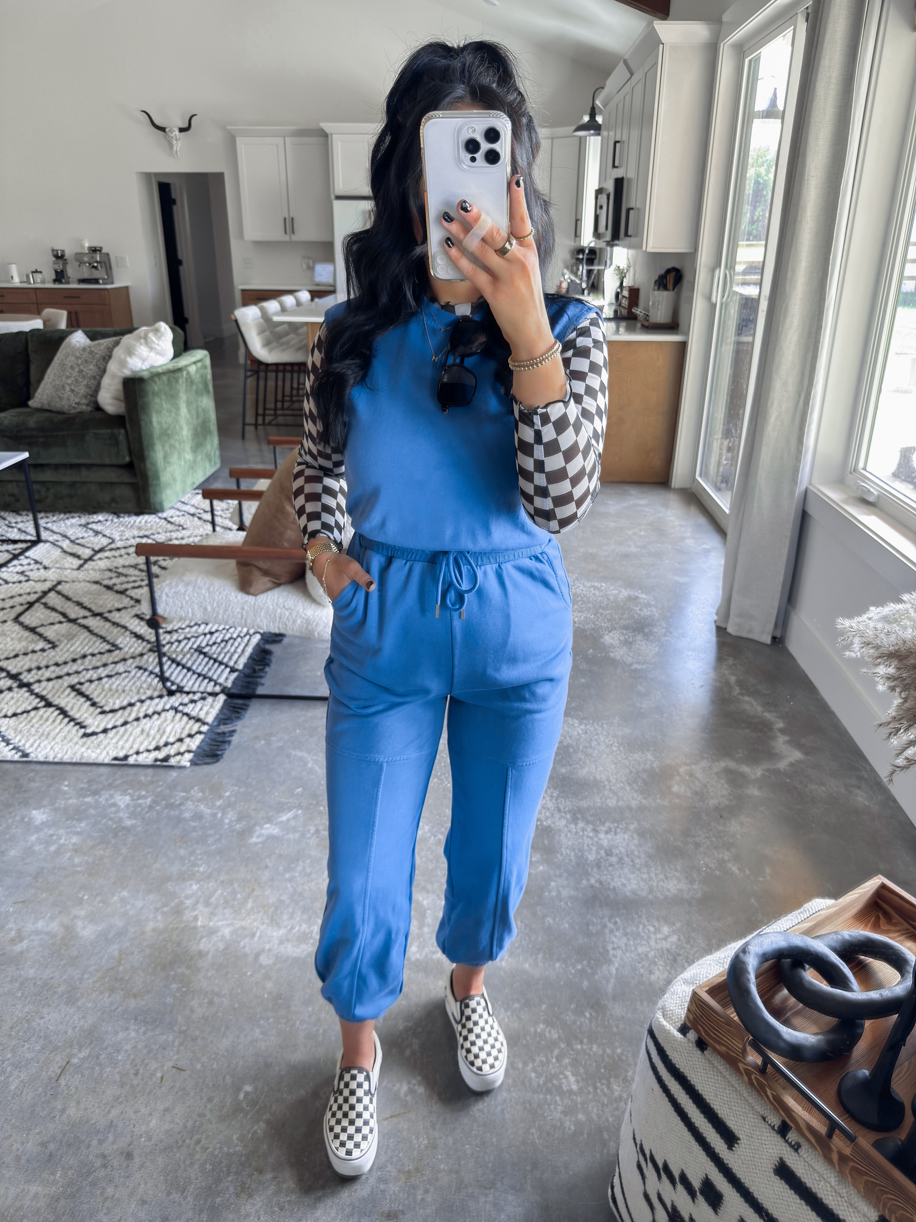 Dopamine Dressing, but make it comfy 🤍🫐🖤

Checkered Top - small
Bralette - medium
Jumpsuit - xs (I sized down one thinking it would run big, but I definitely would've preferred my usual size small!)

Absolutely love this comfy look for fall! 👏🏼 This jumpsuit comes in a ton of colors and is amazing quality! I layered it over this black and white checkered print mesh top to make it a little more fun. Finished the look with my platform checkered vans and my amazon sunglasses! 

 

 #LTKFindsUnder50 #LTKFindsUnder100 #LTKShoeCrush