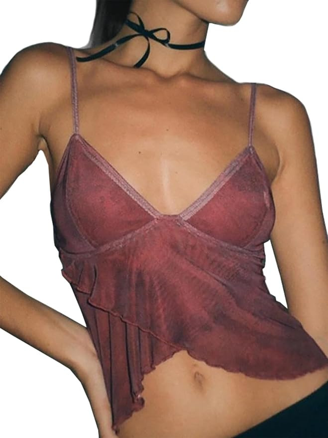 Xineicy Camisole for Women Y2K Crop Top Sexy Spaghetti Strap Sleeveless Cami Top Halter Top Backl... | Amazon (US)