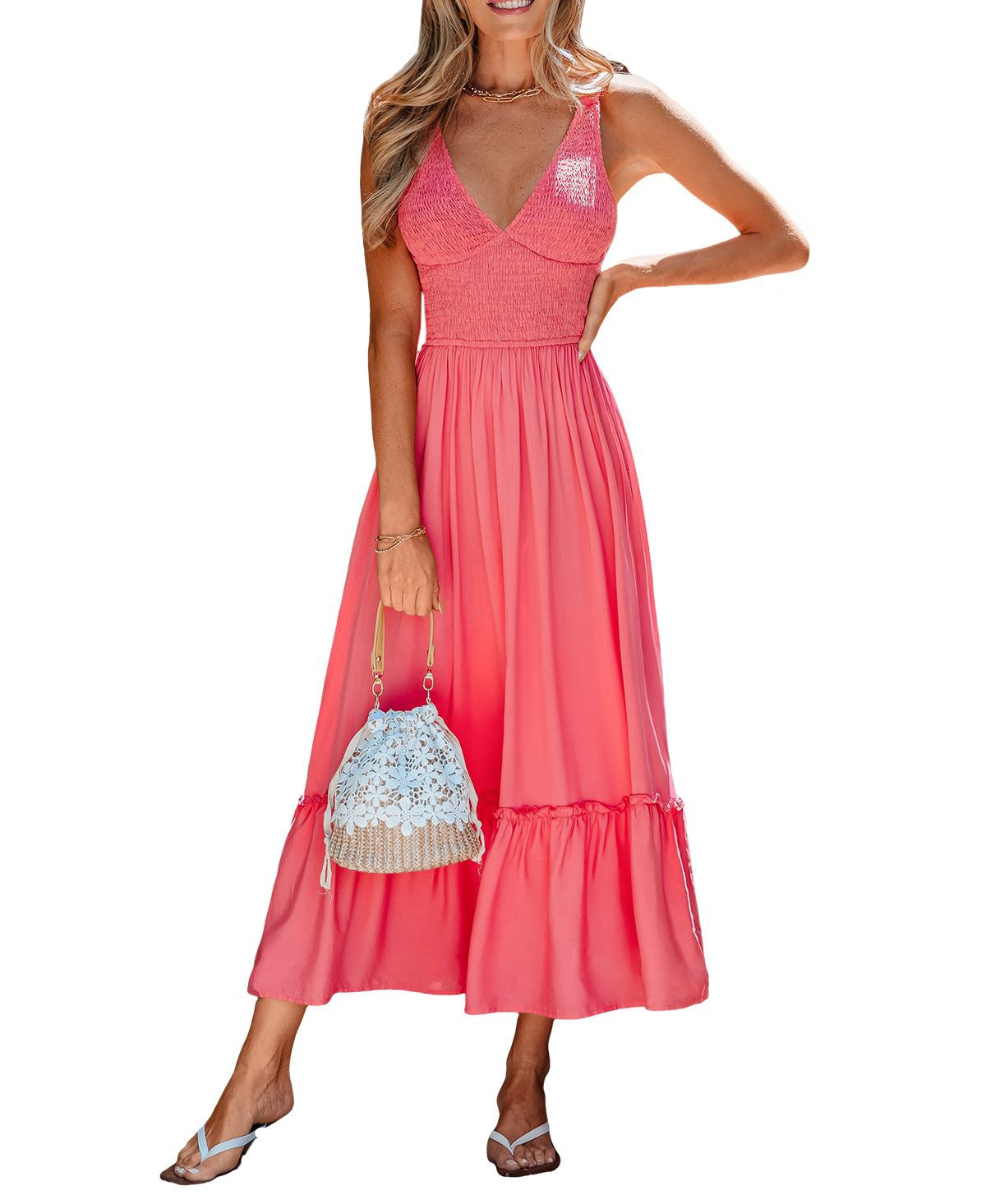 Cupshe Women's Summer Flame Coral Maxi Beach Dress - Pink | Macy's