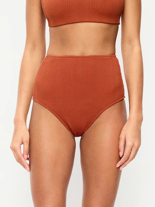 High-Waisted Ribbed Bikini Swim Bottoms | Old Navy (US)