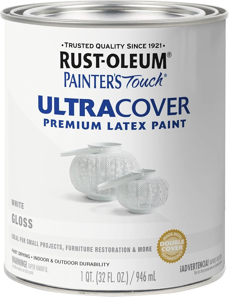 Rust-Oleum 1992502 Painter's Touch Latex Paint, Gloss White 32 Fl Oz, 1 Quarts (Pack of 1) | Amazon (US)