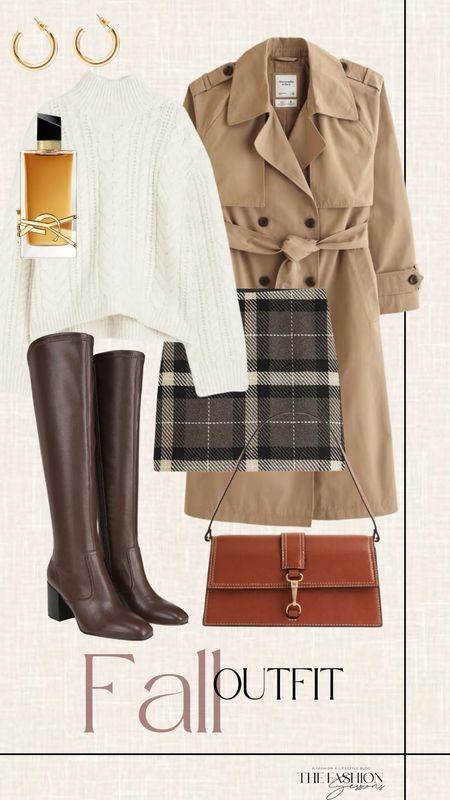 Fall Outfit | Textured Skirt | Cream Sweater | Trench Coat | Knee High Boots |

#LTKHoliday #LTKSeasonal #LTKstyletip