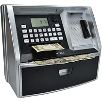 ATM Savings Bank with Debit Card, Electronic Piggy Bank for Real Money, Coin Recognition, Targets Setting, Password Login, Voice Prompt, Great Gift for Boys Girls (Black/Silver) | Amazon (US)