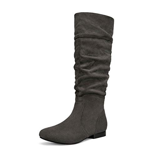 DREAM PAIRS Women's Knee High Pull On Fall Weather Winter Boots,Size 9.5,Grey,BLVD | Amazon (US)