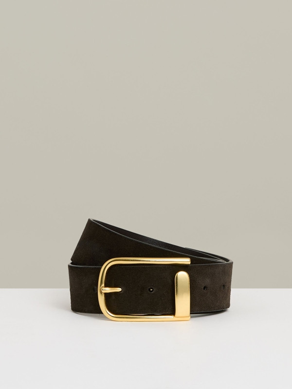 Leather Half Keeper Belt in Chocolate | Reiss UK