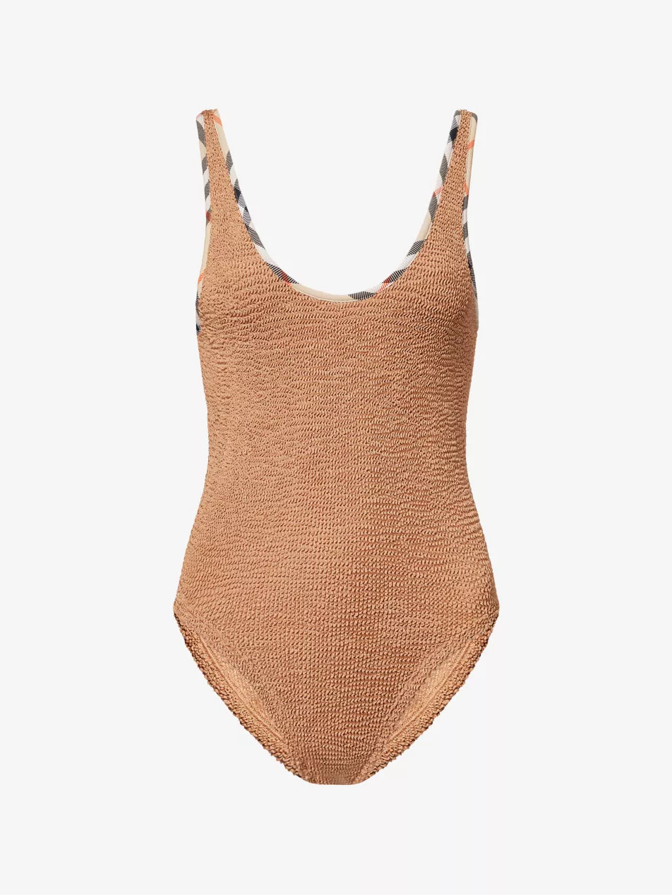 Burberry x Hunza G Faye Check-Trim Swimsuit and Scrunchie Set | Selfridges