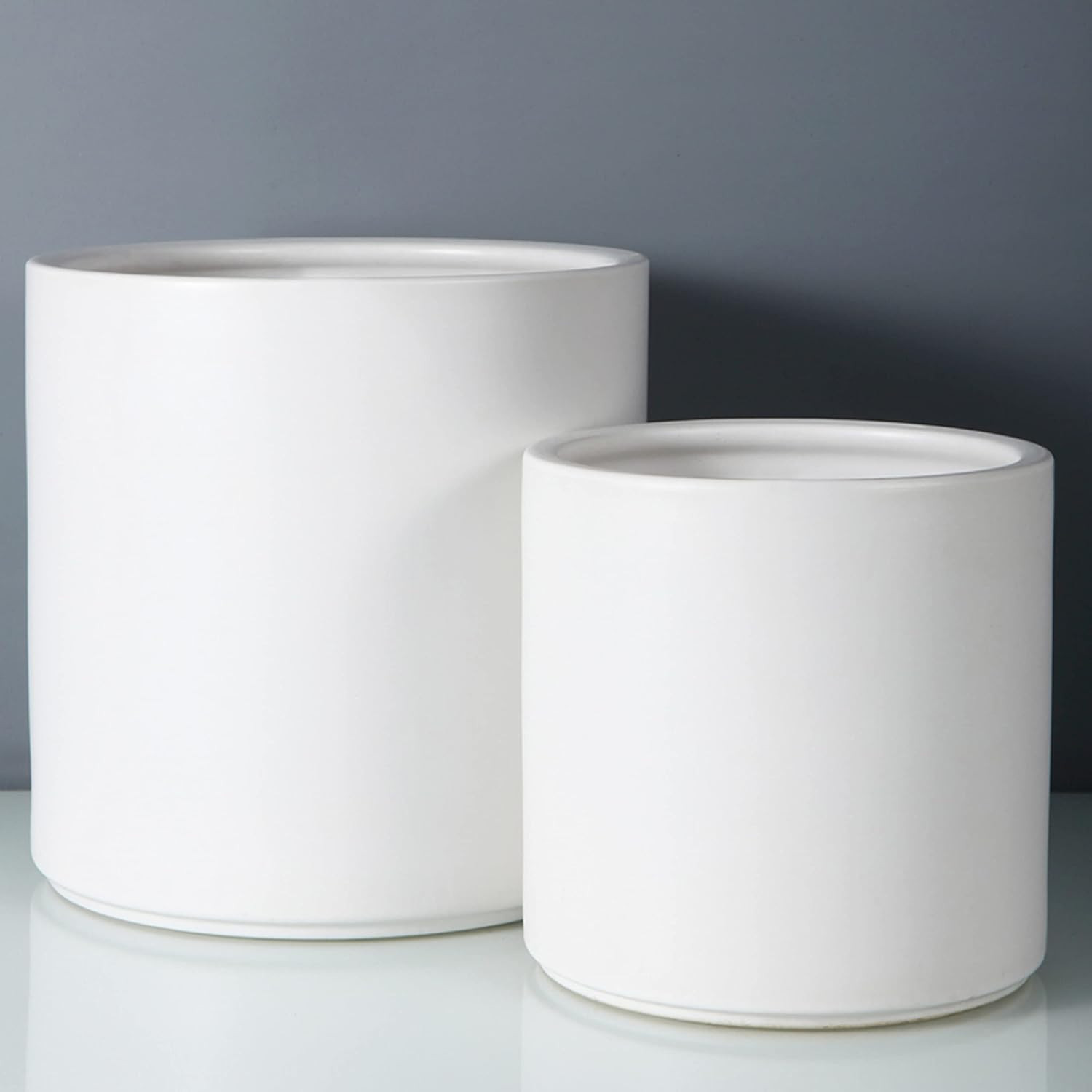 FOPAMTRI Plant Pot Set Matte White Ceramic Planter for Indoor Outdoor Plants Flowers Medium 8 inc... | Amazon (US)