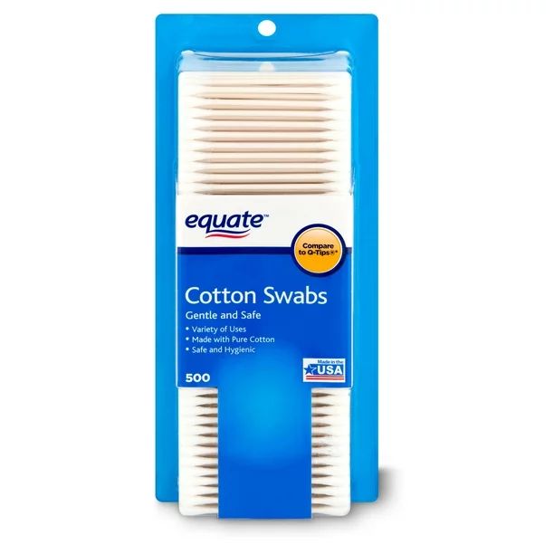 Equate 500 count White Cotton Paper Stick Swabs - Walmart.com | Walmart (US)