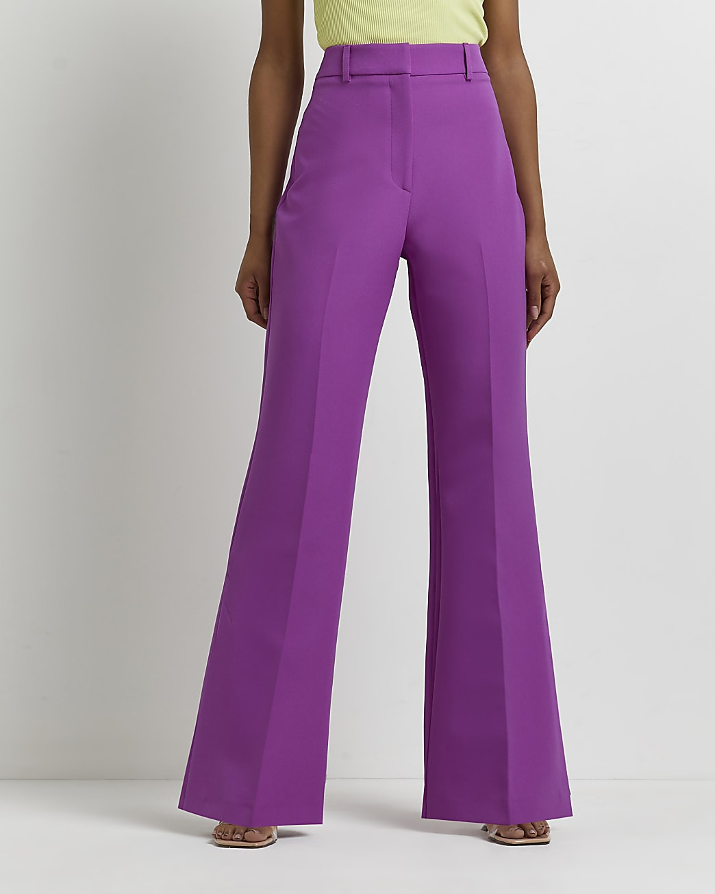 Purple split hem flared trousers | River Island (UK & IE)