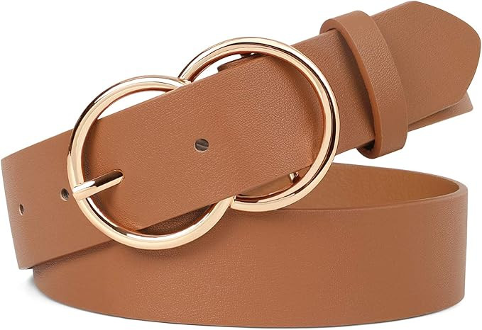 JASGOOD Double O Ring Belt for Women,Faux Leather Waist Belts for Jeans Dress-Fashion Women's Lea... | Amazon (US)