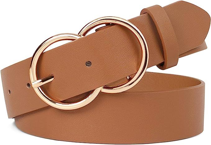 JASGOOD Double O Ring Belt for Women,Faux Leather Waist Belts for Jeans Dress-Fashion Women's Lea... | Amazon (US)