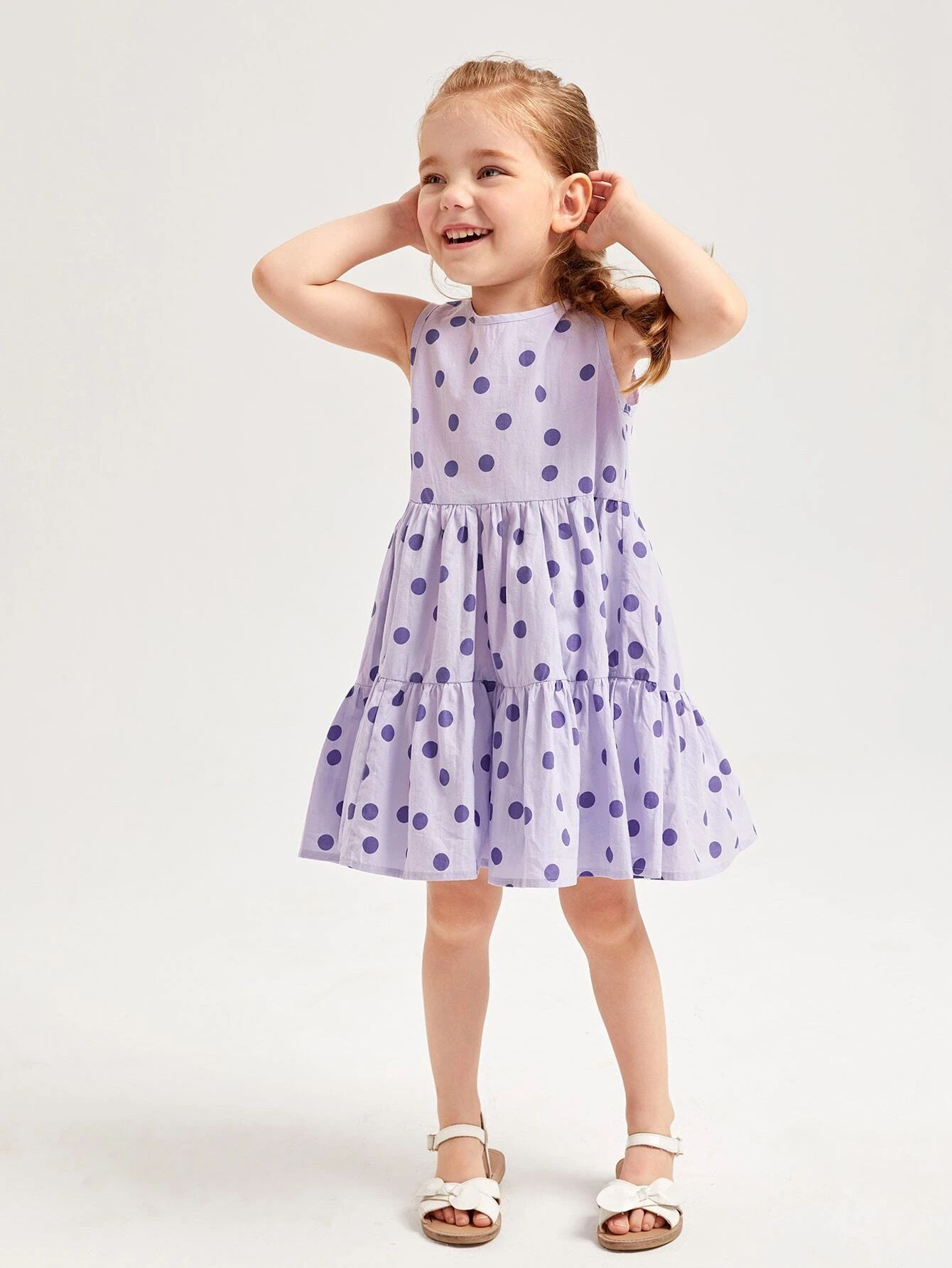 SHEIN Toddler Girls Polka Dot Smock Dress | SHEIN