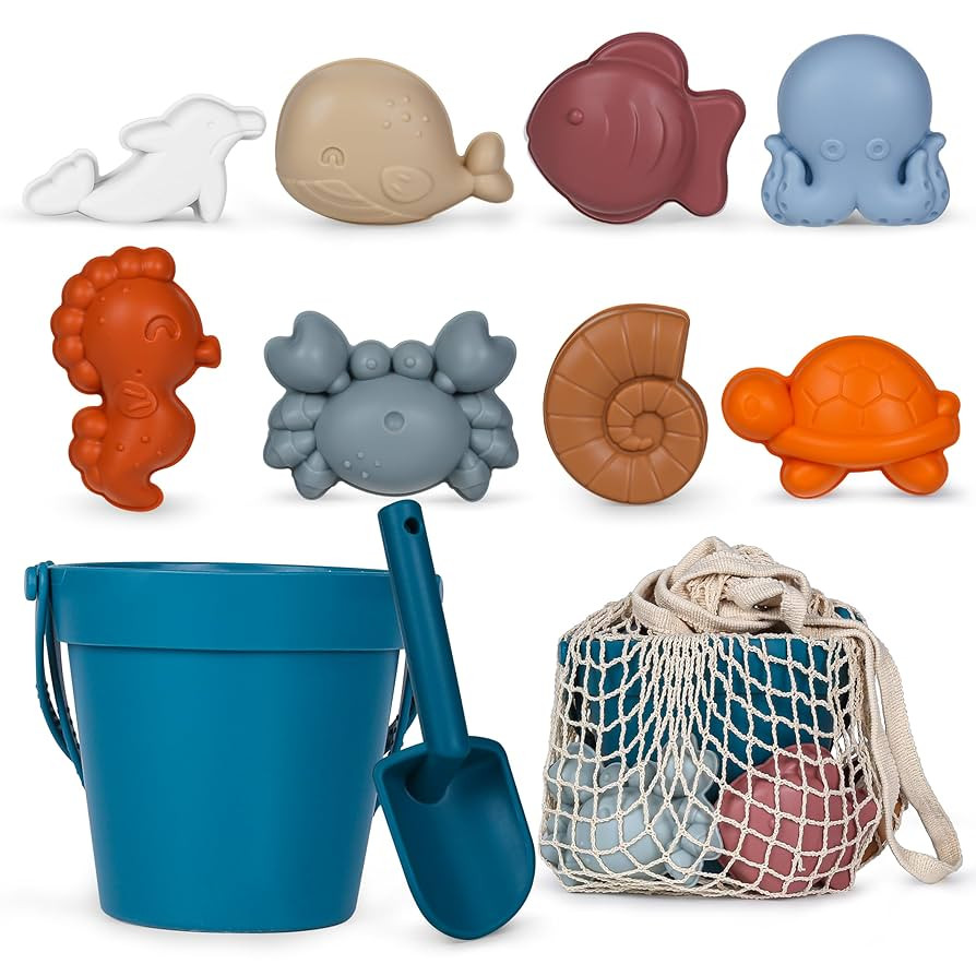 MarcZero 11Pcs Silicone Beach Toys,Modern Baby Beach Toys,Travel Friendly Beach Set,Eco Friendly ... | Amazon (US)