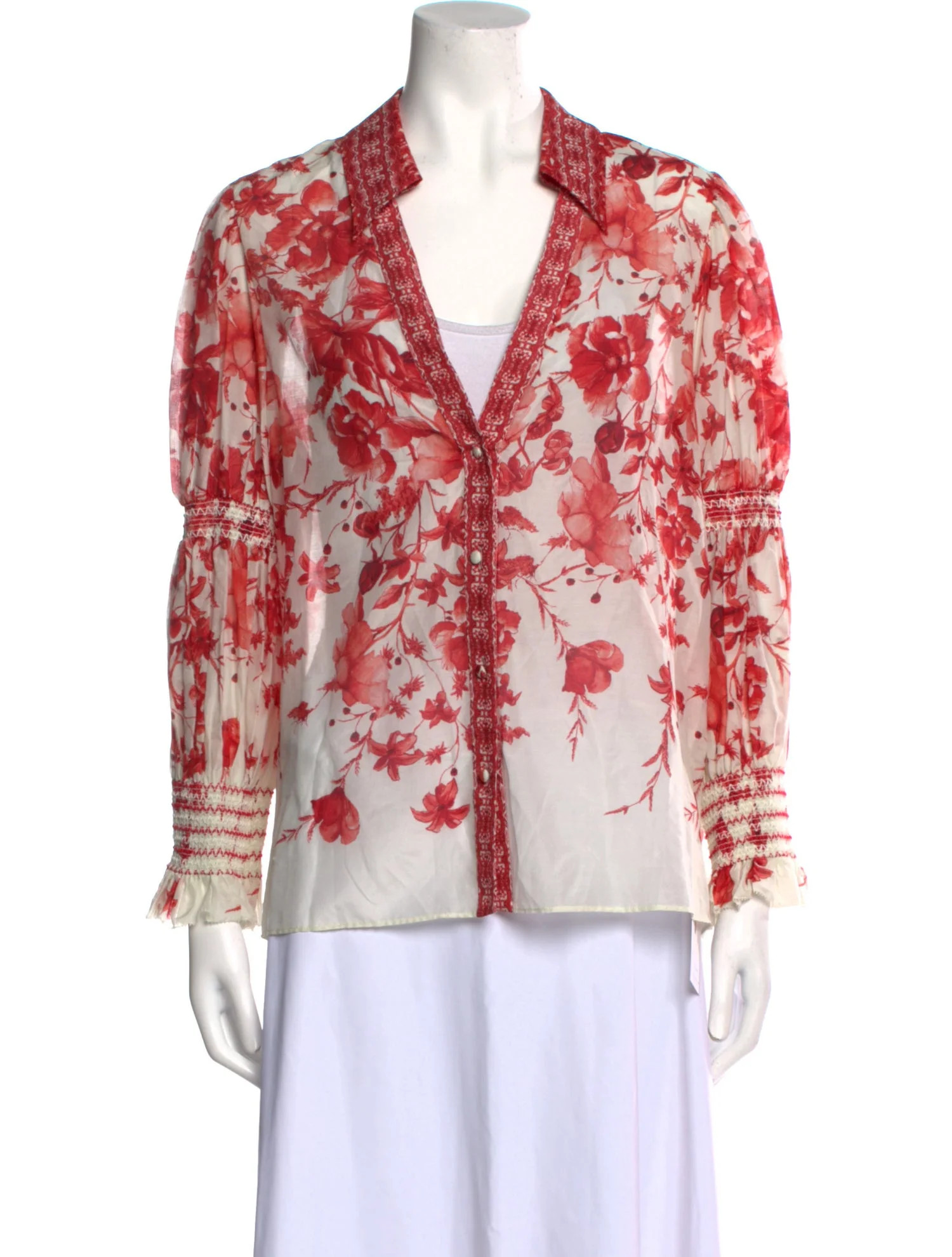 Floral Print V-Neck Blouse w/ Tags | The RealReal