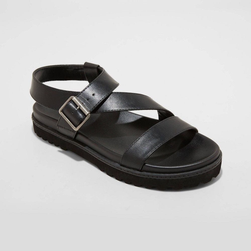 Women's Annika Wide Width Platform Footbed Sandals - Universal Thread Black 6W | Target