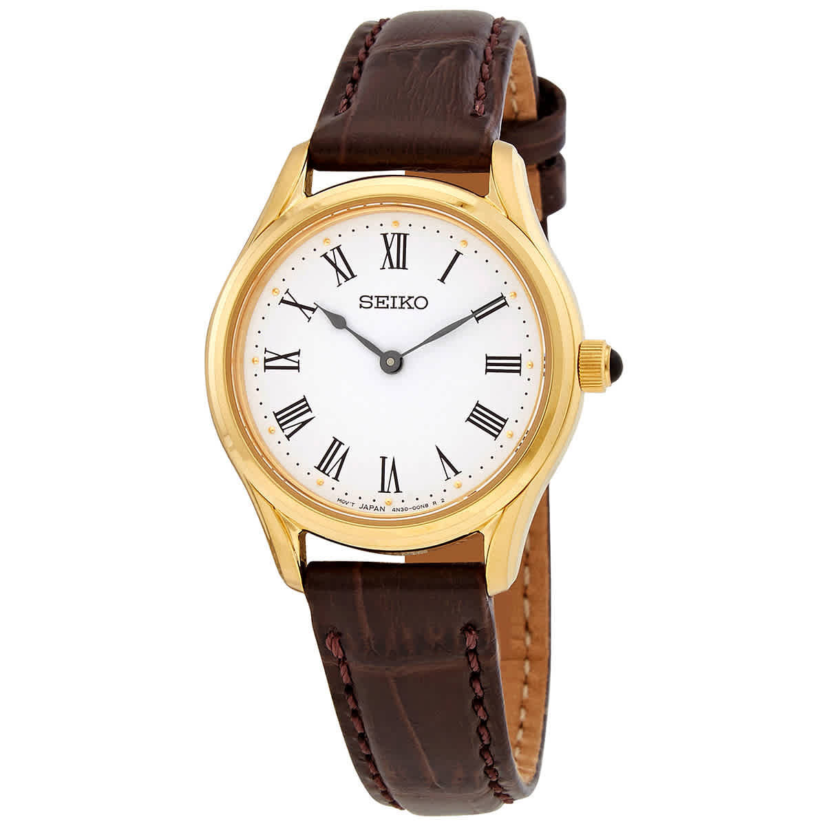 Seiko Quartz White Dial Brown Leather Ladies Watch SWR072P1 | Jomashop.com & JomaDeals.com