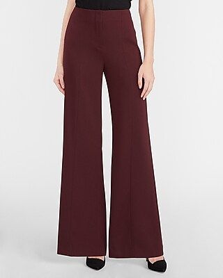 High Waisted Seamed Front Wide Leg Palazzo Pant Purple Women's 2 Short | Express