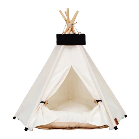 Dog House Animals Pet Teepee Bed Foldable Portable Comfortable Dog Tent with Thick Cushion and Small | Walmart (US)