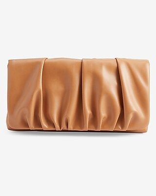 Ruched Faux Leather Clutch | Express
