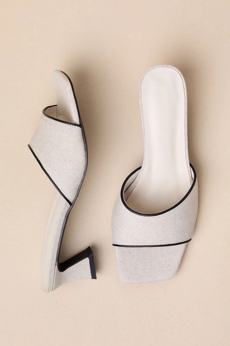 Zayra Wheat Linen Low Heel Slide Sandals | Lulus