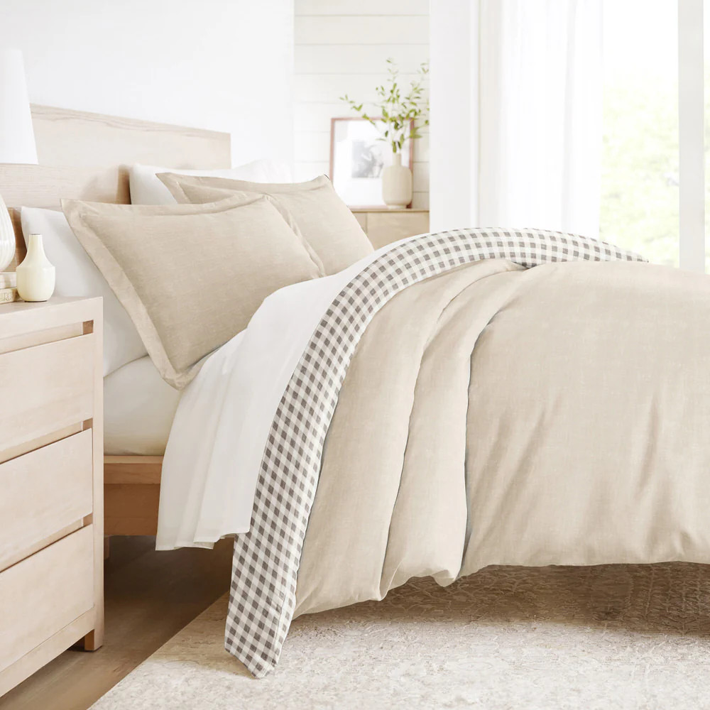 Gingham Check Pattern Reversible Duvet Cover Set | Linens and Hutch