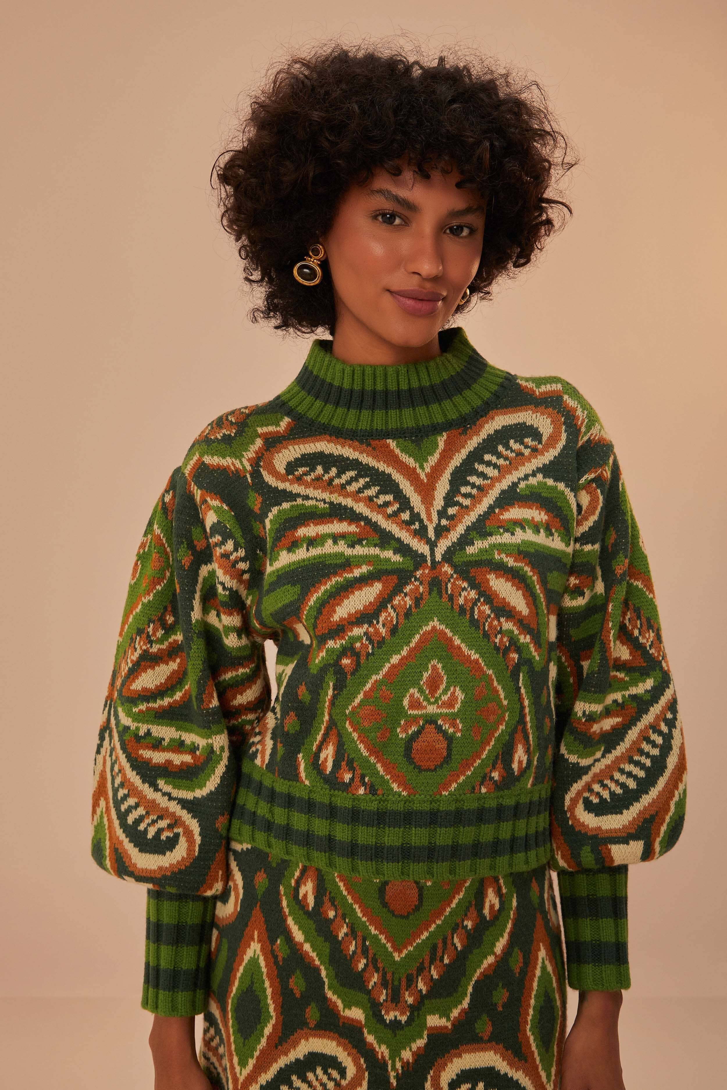 Green Pinneaple Ikat Sweater | Farm Rio UK