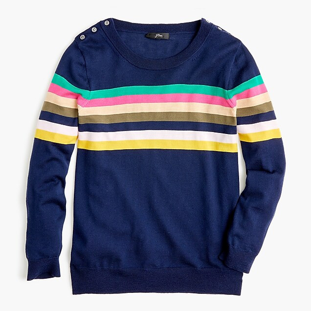 Tippi sweater in multi-stripe with shoulder buttons | J. Crew US