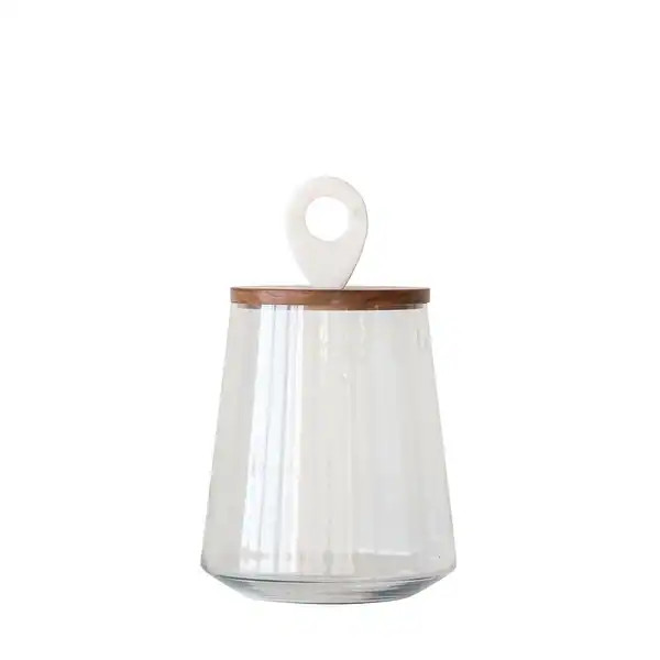 Clear Glass Jar with Mango Wood & Marble Lid - Bed Bath & Beyond - 37150024 | Bed Bath & Beyond