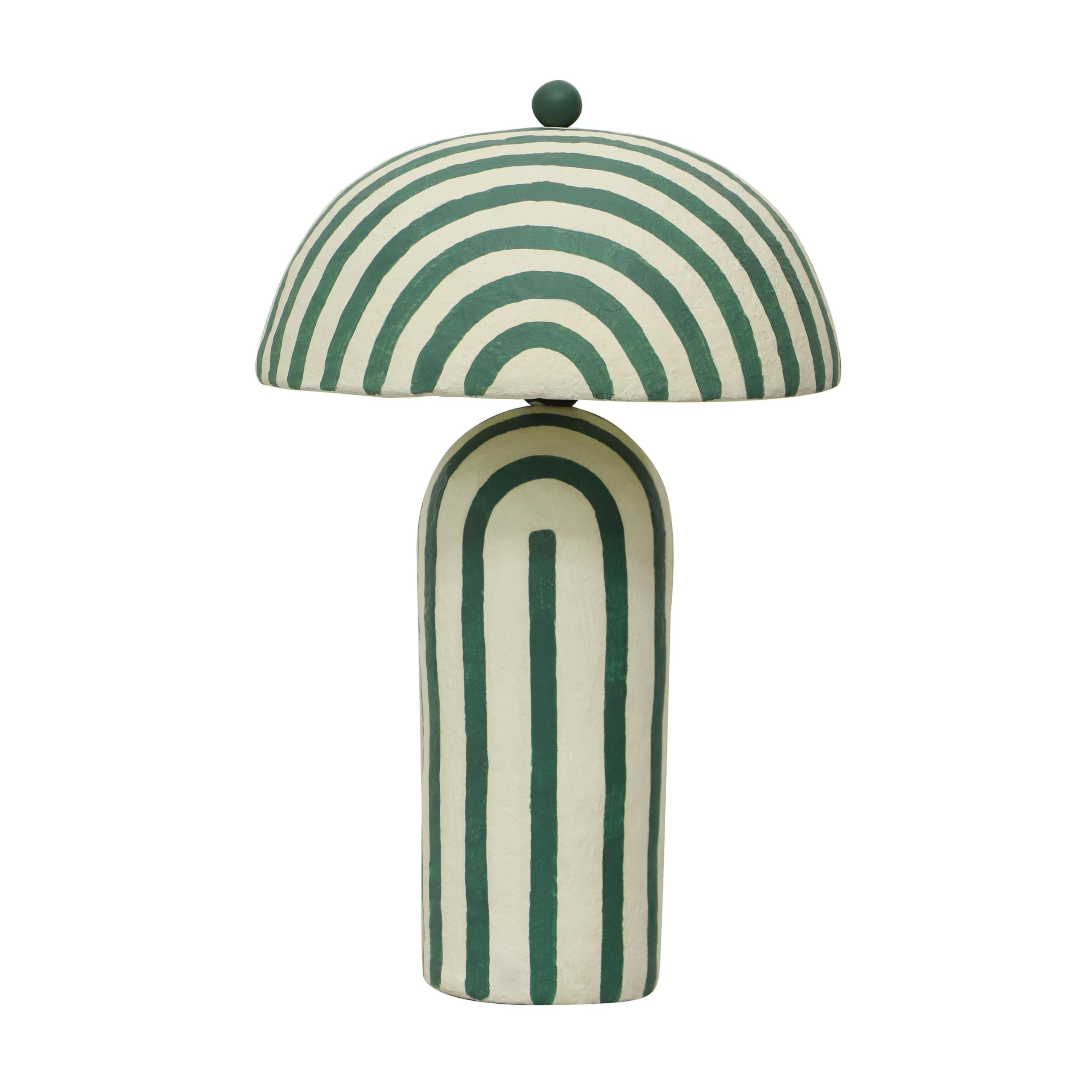 Tov Furniture Maiori Dark Green Striped Papier Mache Table Lamp | Amazon (US)