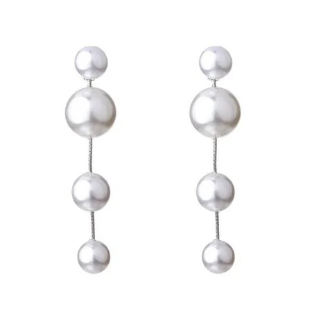 Winnereco White Imitation Pearls Drop Earrings Long Dangle Pendant Women Ear Jewelry | Walmart (US)