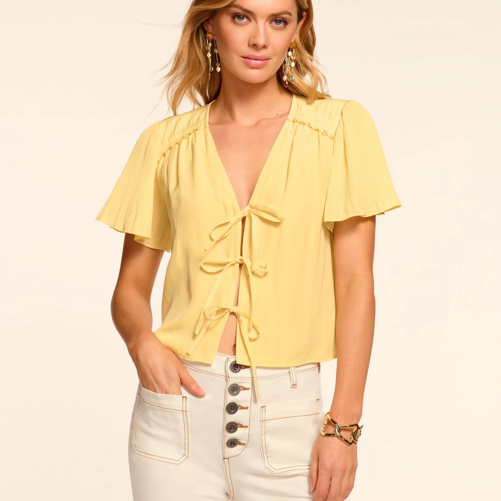 Selene Tie-Front Short Sleeve Blouse | Ramy Brook