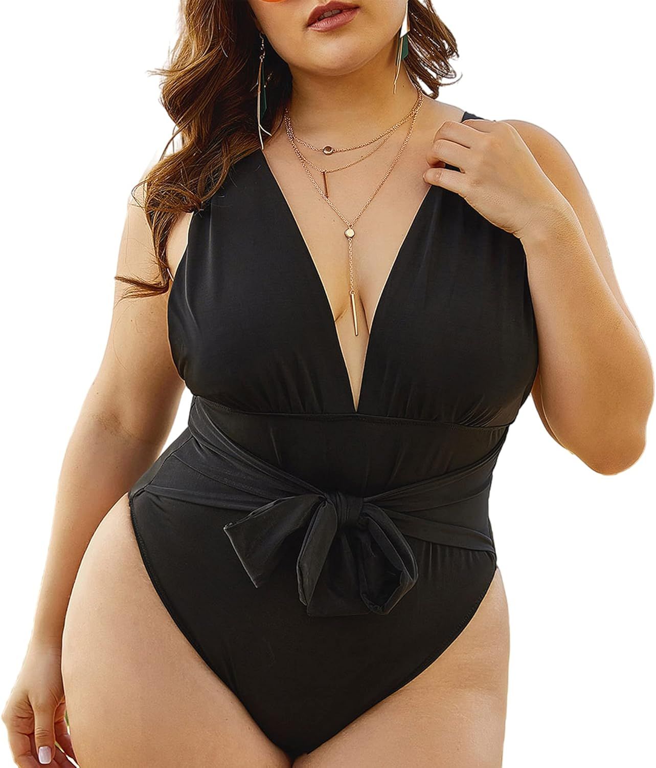 LQSZ Plus Size Swimsuits for Women Tummy Control Backless Bathing Suits Plus Size Bikinis | Amazon (US)