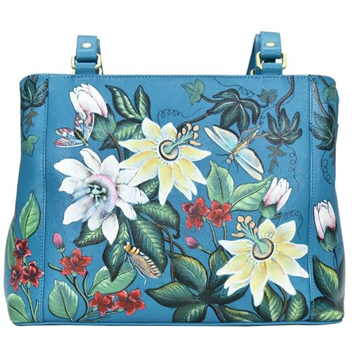 Anuschka Women’s Hand-Painted Genuine Leather Medium Everyday Tote - Royal Garden | Amazon (US)