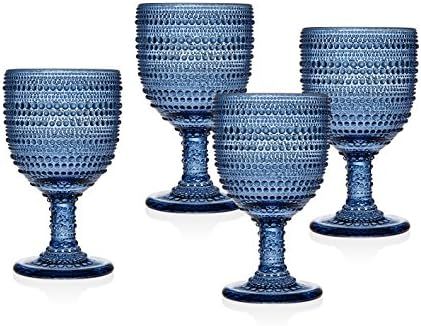 Godinger Wine Glasses Goblets, Beverage Glass Cups - Lumina Blue, Set of 4 | Amazon (US)